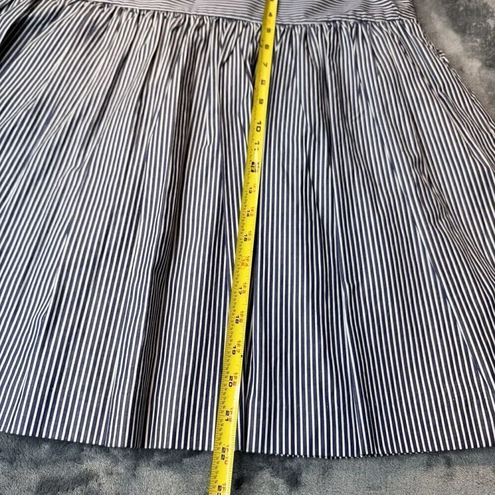 Gap Sz 12 100% Cotton Blue White Striped Skirt Nautical Full Blue A-Line Lined